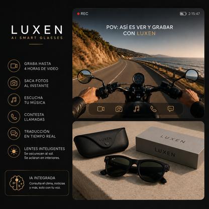 Luxen Lentes Inteligentes | ¡Graba cada momento, sin que nadie lo note!