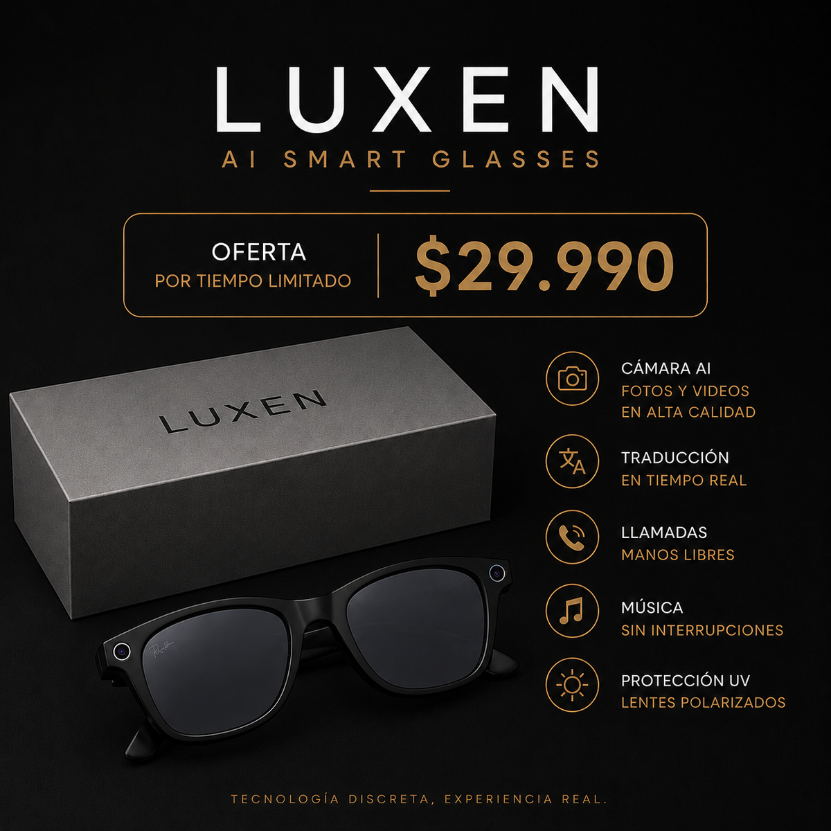 Luxen Lentes Inteligentes | ¡Graba cada momento, sin que nadie lo note!