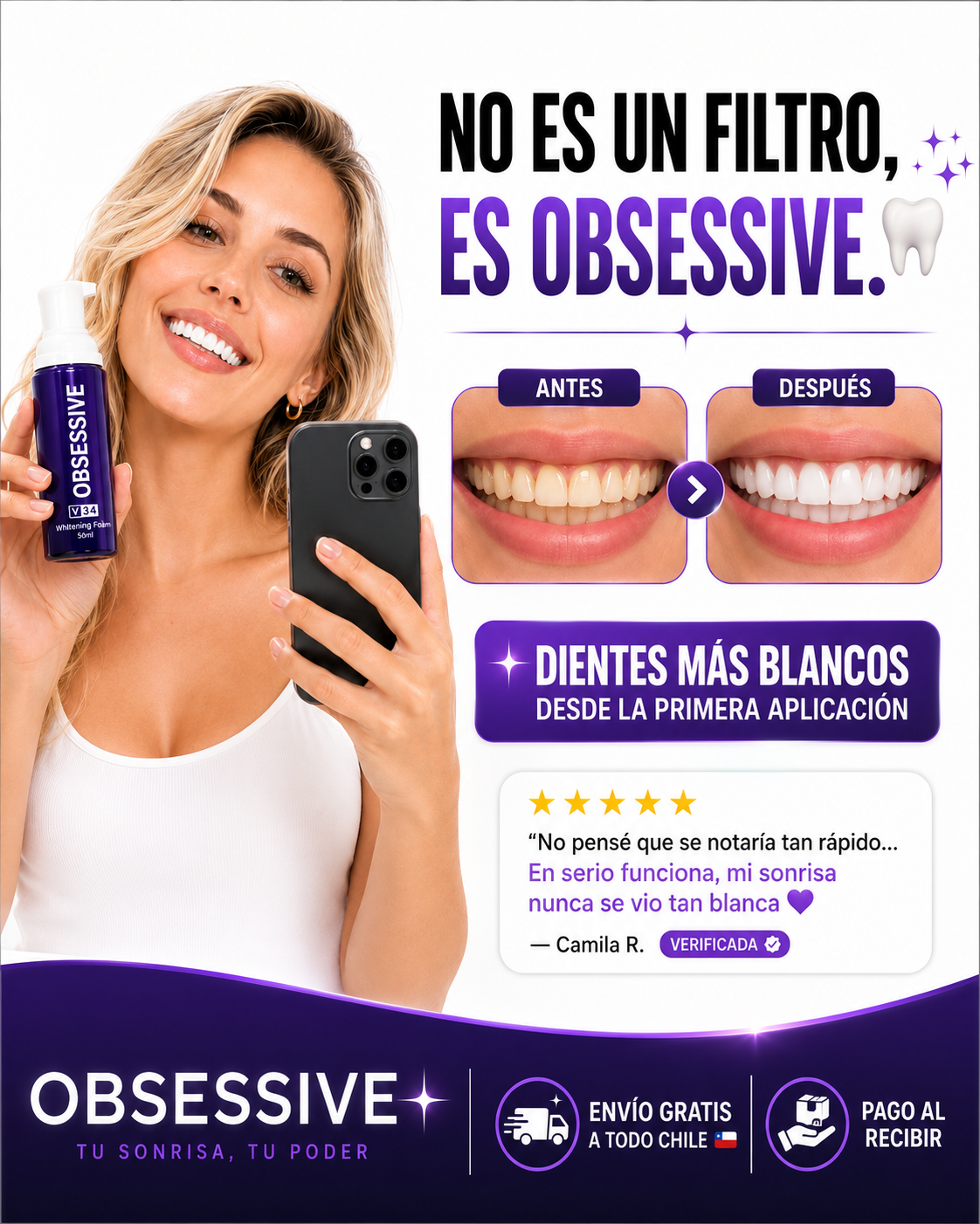 Obsessive | Blanquea tu sonrisa en menos de 1 semana, 100ML Edición Limitada.