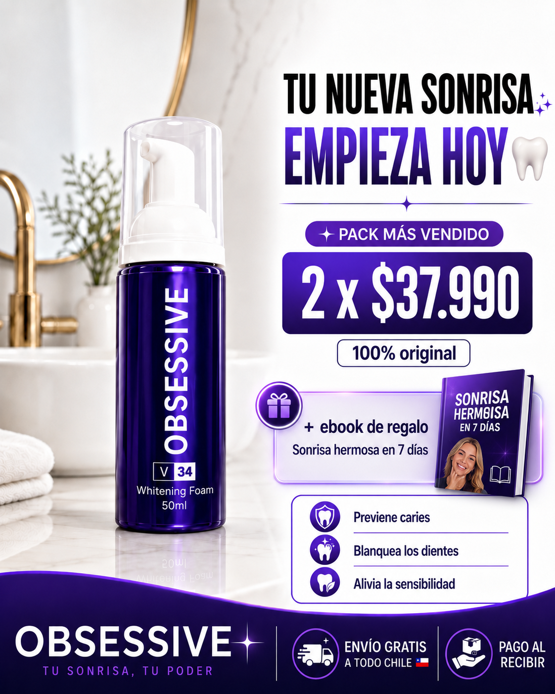 Obsessive | Blanquea tu sonrisa en menos de 1 semana, 100ML Edición Limitada.